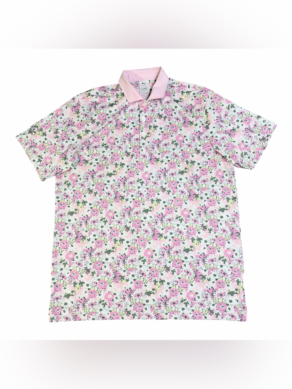 PUMA x Arnold Palmer Invitational Floral Golf Polo Pink Mens Large LE 623954-02